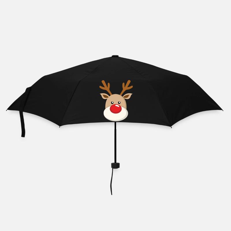 Süßes Rentier Rote Stupsnase Gesicht Weihnachten - Regenschirm (klein) - Schwarz