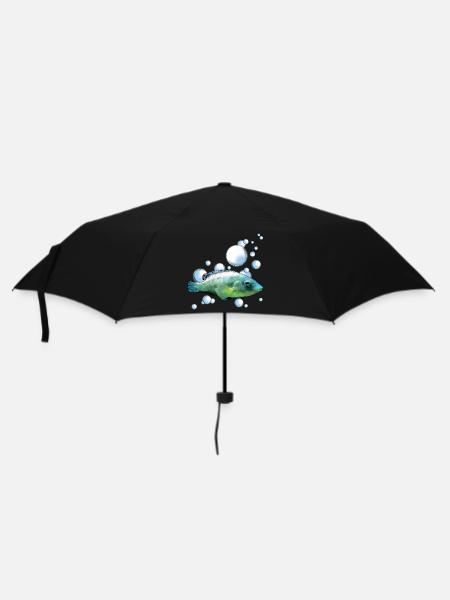 Buntes Aquarienfisch Motiv - Regenschirm (klein) - Schwarz