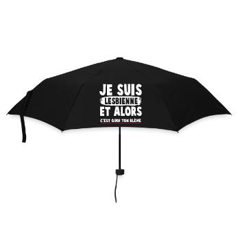 Humorous feminist t-shirt with a committed message - Umbrella (small) - black - Front