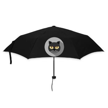 katze katzen Nacht Augen comic cartoon Symbol icon - Regenschirm (klein) - Schwarz - Vorne