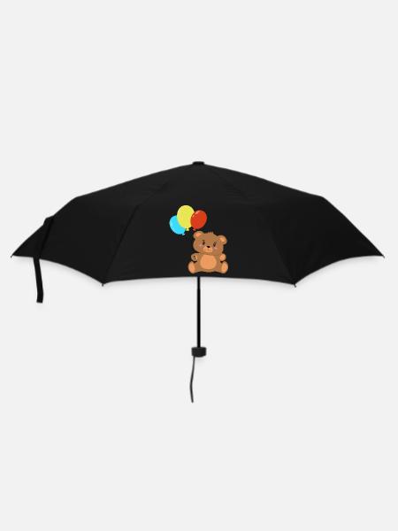 Teddybär mit Luftballons - Regenschirm (klein) - Schwarz