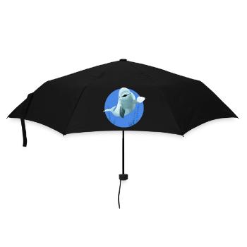 Beluga cheerful in blue circle - Umbrella (small) - black - Front