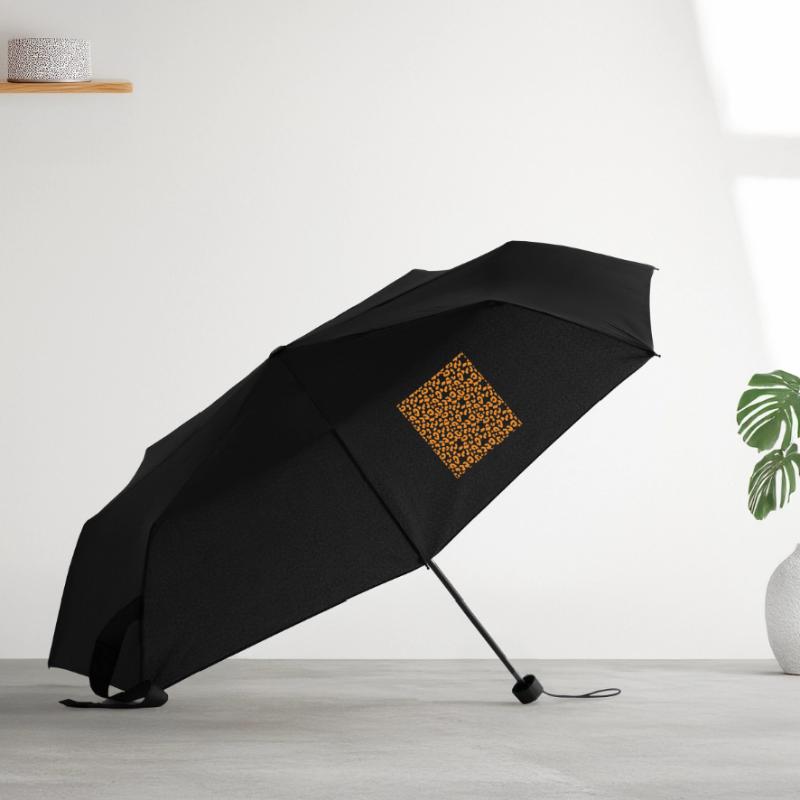 Leopard Pattern Pattern in Orange on Black Umbrella (small)