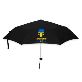 Ukraine Totenkopf Design / Geschenkidee - Regenschirm (klein) - Schwarz - Vorne