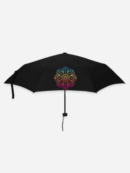 Regenbogen Yoga Seele Mandala Blüte India Ornament - Regenschirm (klein) - Schwarz
