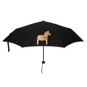 Dala Horse Wood Winter Sweden Annual Rings Decoration - Umbrella (small) - black - Front