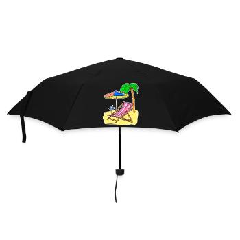 Sonne Meer Strand Sommer Palmen Entspannen Ferien - Regenschirm (klein) - Schwarz - Vorne
