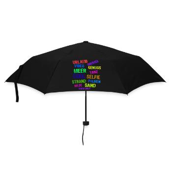 Urlaub Ferien Strand Auszeit Entspannen Palmen - Regenschirm (klein) - Schwarz - Vorne