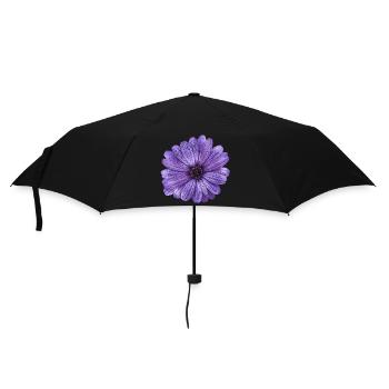t-shirt with flowers, floral design canvas look - Umbrella (small) - black - Front