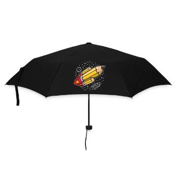 Schule Schulbeginn Bleistift Rakete Schulstart - Regenschirm (klein) - Schwarz - Vorne