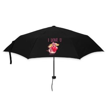 I Love U Piggy Cute Animal Design - Umbrella (small) - black - Front