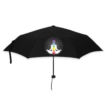 yoga chakra blanc om énergie zen arc en ciel - Parapluie standard - noir - Devant