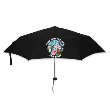 Schwein Kuh Vegan Statement Tierlieb - Regenschirm (klein) - Schwarz - Vorne