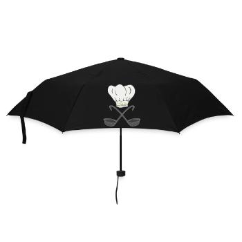 Chef's hat with soup ladles, cooking - Umbrella (small) - black - Front