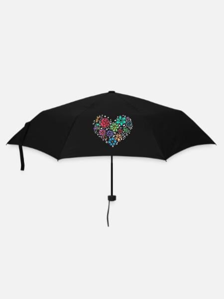 Natur Herz Blühen - Regenschirm (klein) - Schwarz