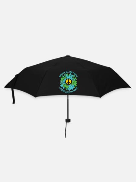 Stellen Sie sich vor, Sie leben das Leben in Frieden Hippie-Song - Regenschirm (klein) - Schwarz
