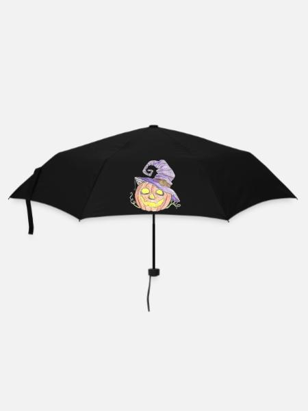 Watercolor pumpkin with witch hat - Umbrella (small) - black