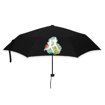 Valentine's Day couple running - Umbrella (small) - black - Front