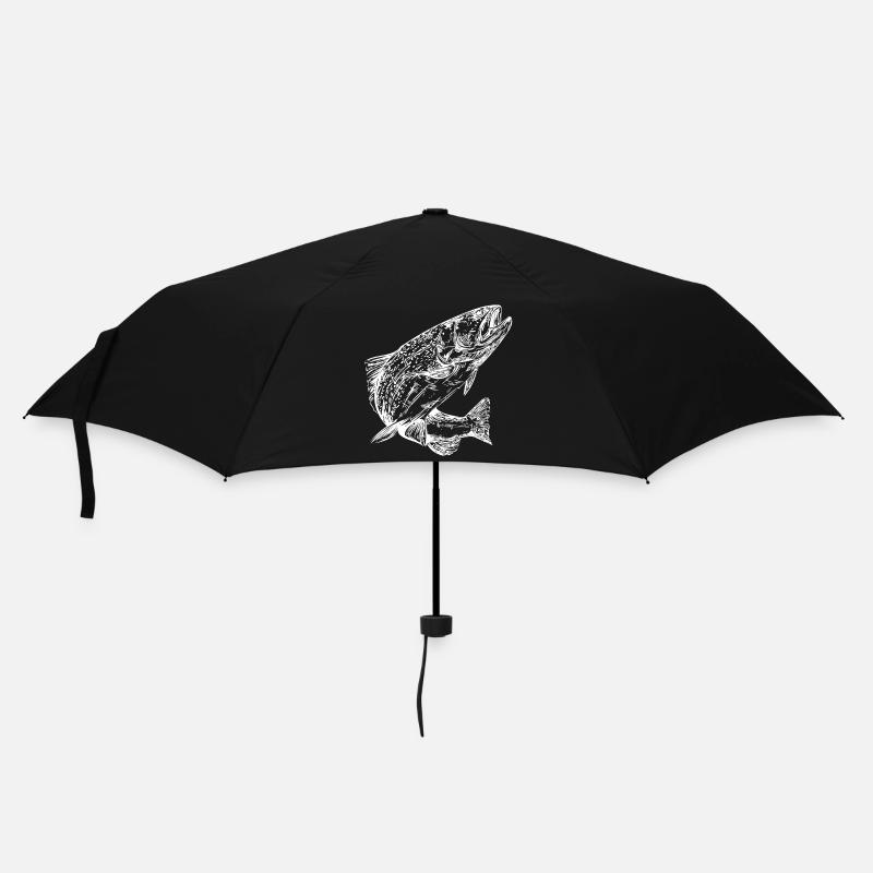 Truite arc-en-ciel vintage dans le saut - Parapluie standard - noir