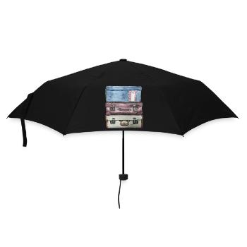 Kofferstapel mit 3 alten Koffern - Regenschirm (klein) - Schwarz - Vorne