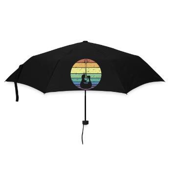Retro Acoustic Guitar Guitarist Guitar Player Gift - Umbrella (small) - black - Front