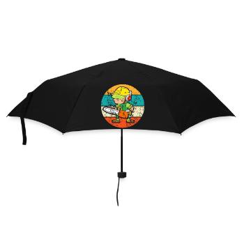 Baumfäller Waldarbeiter Kettensäge Motorsäge - Regenschirm (klein) - Schwarz - Vorne