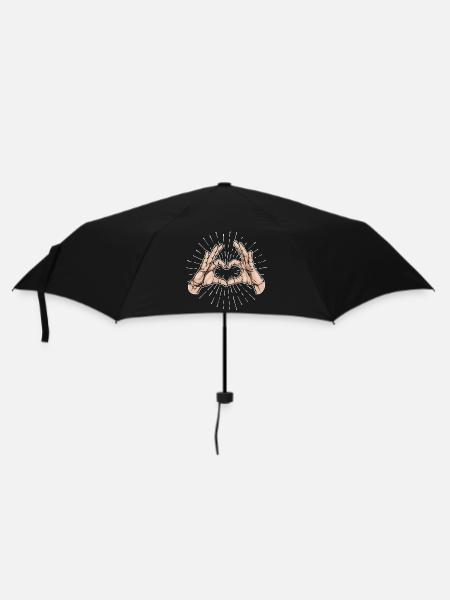 Herz Frieden Liebe Menschheit Friedensbewegung - Regenschirm (klein) - Schwarz
