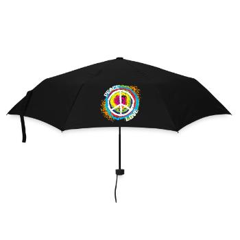 Liebe Frieden Spruch Friedenszeichen Weltfrieden - Regenschirm (klein) - Schwarz - Vorne