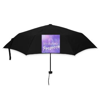 lustiger Spruch: "In dubio Prosecco" - Regenschirm (klein) - Schwarz - Vorne