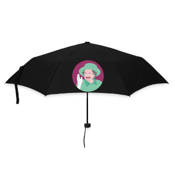 Retro shirt design of Queen Elizabeth II. - Umbrella (small) - black - Front