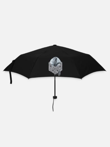 black and white poppy with hexagon in the background - Umbrella (small) - black