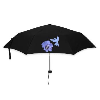geschenke mit kolibris, Kolibrisilhouette Hibiskus - Regenschirm (klein) - Schwarz - Vorne