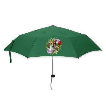 Chat riant avec rose pour l’amour - Parapluie standard - vert bouteille - Devant