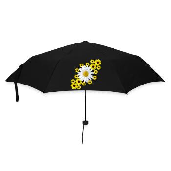 Margerite mit Sonnenblumen Blumenmuster Blüte - Regenschirm (klein) - Schwarz - Vorne