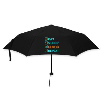Essen. Schlafen. Eishockey. Wiederholen Design - Regenschirm (klein) - Schwarz - Vorne