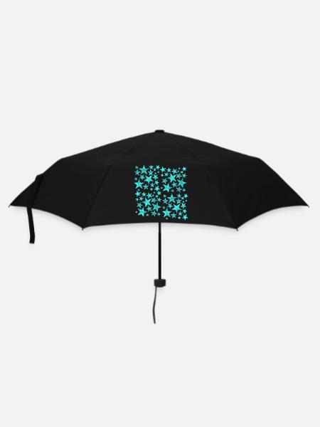 Leuchtende blaue Sternenmuster auf Schwarz - Regenschirm (klein) - Schwarz