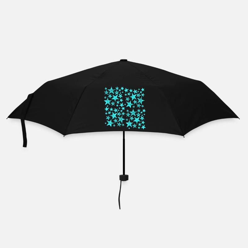 Leuchtende blaue Sternenmuster auf Schwarz - Regenschirm (klein) - Schwarz
