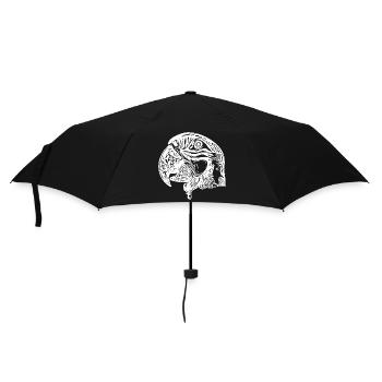 Parrot Portrait Vintage Bird Head Drawing - Umbrella (small) - black - Front