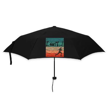 Läuft Jogging Spruch Optimist retro vintage - Regenschirm (klein) - Schwarz - Vorne