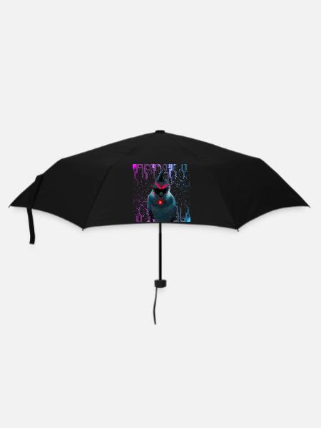 Cyber Nymphensittich Neon Bloom - Regenschirm (klein) - Schwarz