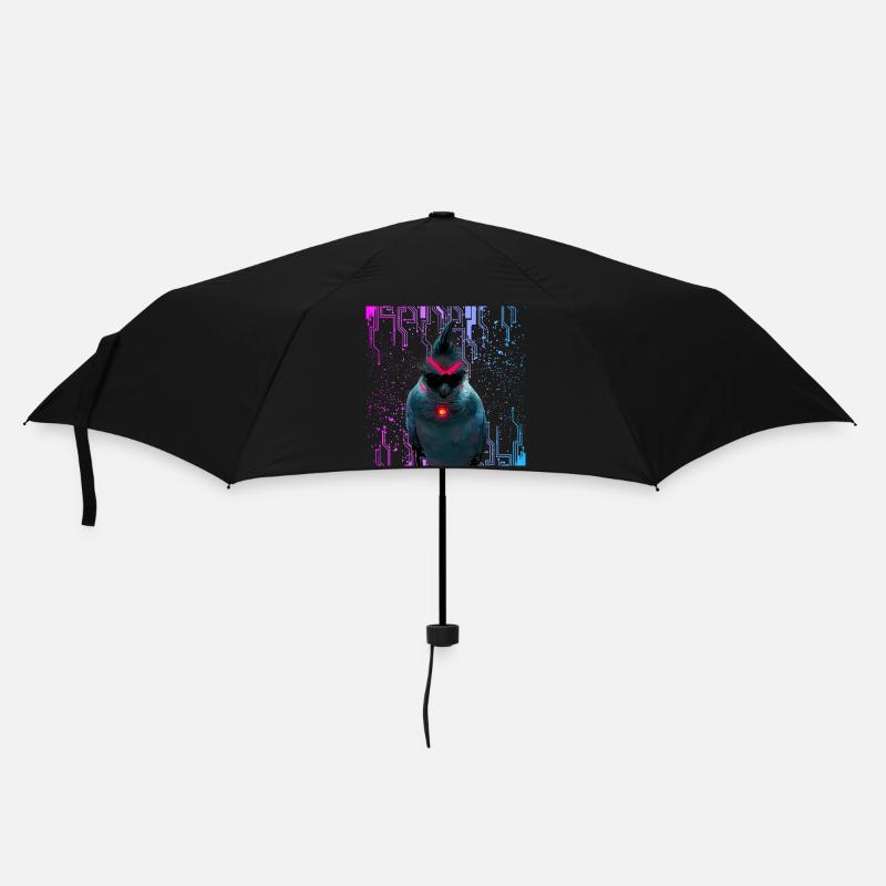 Cyber Nymphensittich Neon Bloom - Regenschirm (klein) - Schwarz