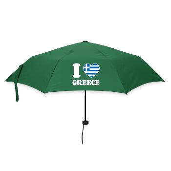 I Love Greece Griechenland Griechische Flagge Herz - Regenschirm (klein) - Flaschengrün - Vorne