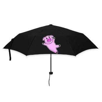 Schwein Niedlich - Regenschirm (klein) - Schwarz - Vorne