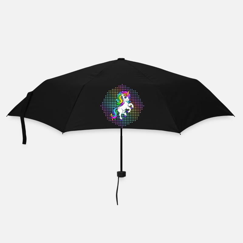 buntes Einhorn Unicorn Mädchen - Regenschirm (klein) - Schwarz