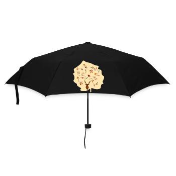 Hirsch im Herbst Geschenk Idee Geweih mit Blättern - Regenschirm (klein) - Schwarz - Vorne