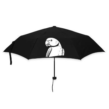 Collared Parakeet Portrait Vintage Parrot Drawing - Umbrella (small) - black - Front