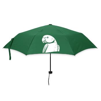 Perruche à collier Portrait Vintage Perroquet Dessin - Parapluie standard - vert bouteille - Devant