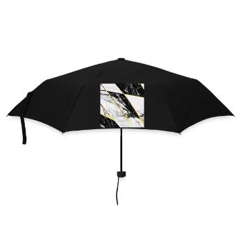 Marble Black White Gold Mosaic Geometric - Umbrella (small) - black - Front