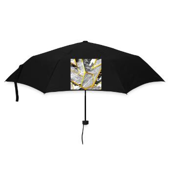 Marble Black and White Gold Texture - Umbrella (small) - black - Front