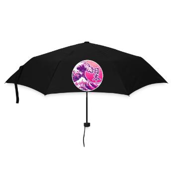 Japan in Kanji | Pink mit Welle - Regenschirm (klein) - Schwarz - Vorne